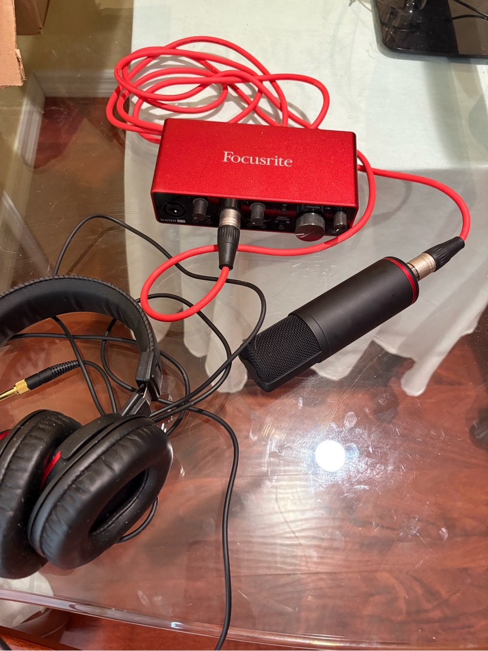 Red USB Audio Interface with Red Cable - Compact Recording Interface